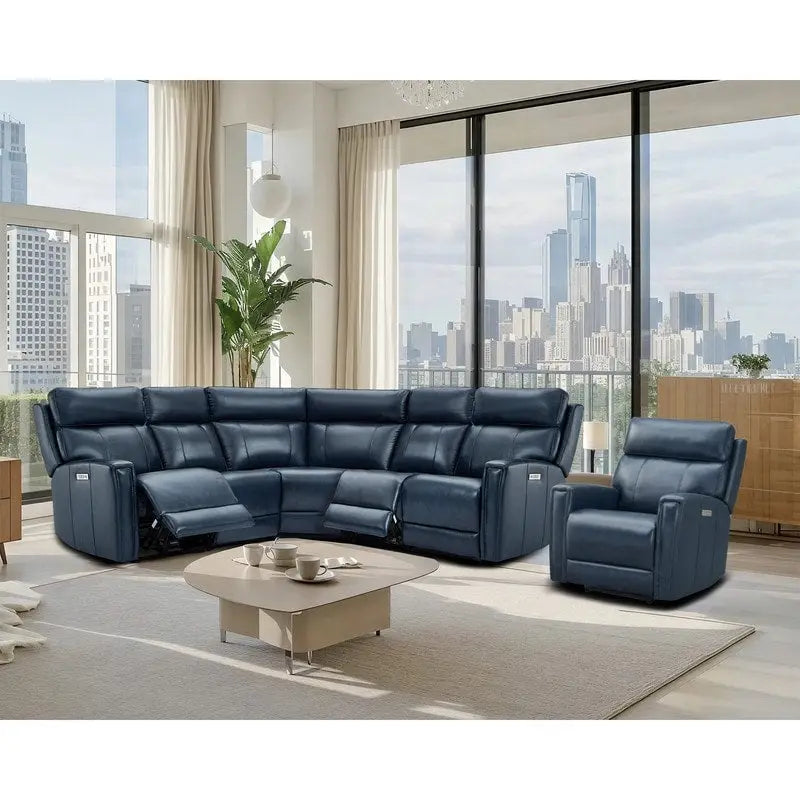 104 W Genuine Leather Power Sectional with Recliner Sofa Set with 3 Colors,Zero Gravity and 1 power armlesschair