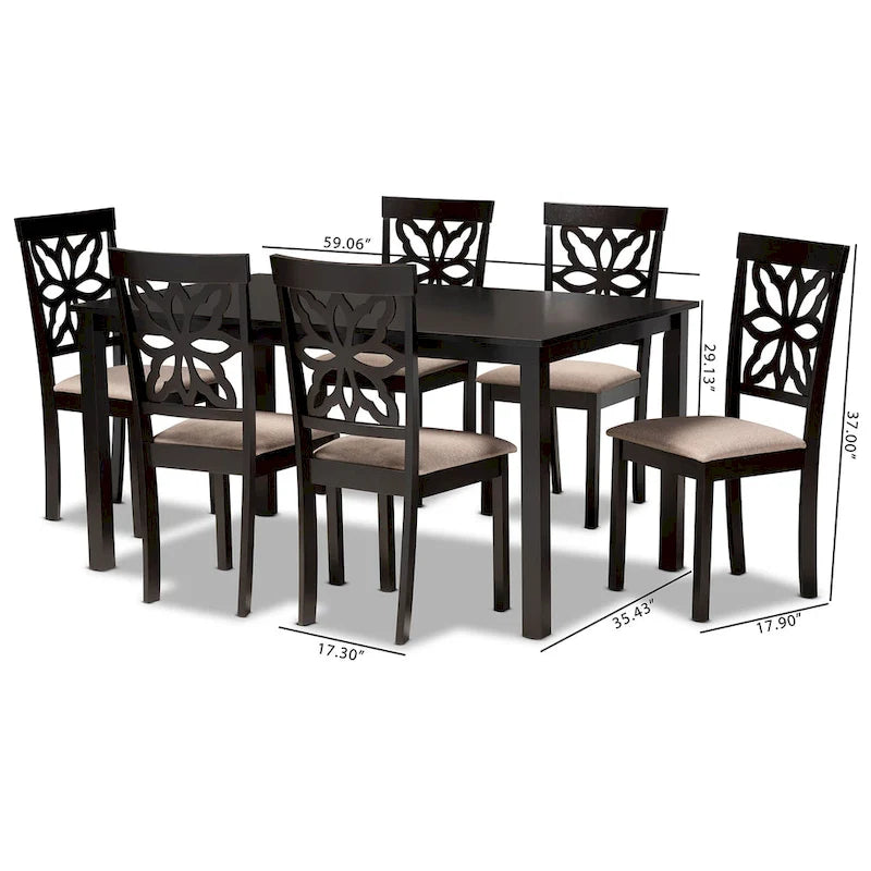 Dallas Modern and Contemporary Wood 7-Piece Dining Set