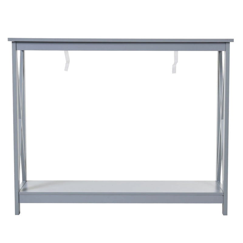 HomCom 2-Tier Bench Sofa Console Table with Underneath Storage Shelf for the Entryway, Living Room, & Hallway
