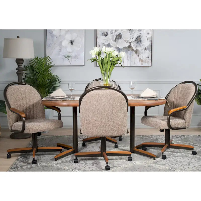 Casual Dining Barell Swivel and Tilt Rolling Dining Chair - 38Hx221/2Wx22D - 38Hx24Wx22D