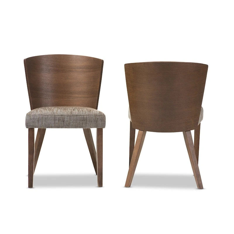 Mid Century Fabric and Wood Dining Chair 2-piece Set by Baxton Studio