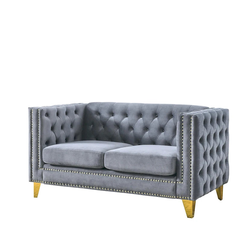 {Contact us for 3D modeling} Velvet Sofa for Living Room,Buttons Tufted Square Arm Couch, Modern Couch Upholstered Button and Me