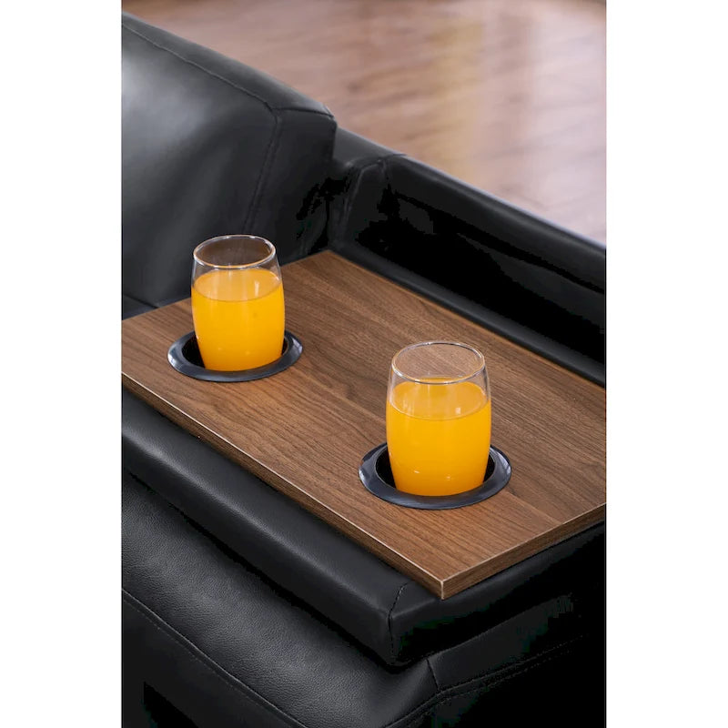 Irine Faux Leather Sectional Sofa with Ottoman - 98W x 71D x 33H