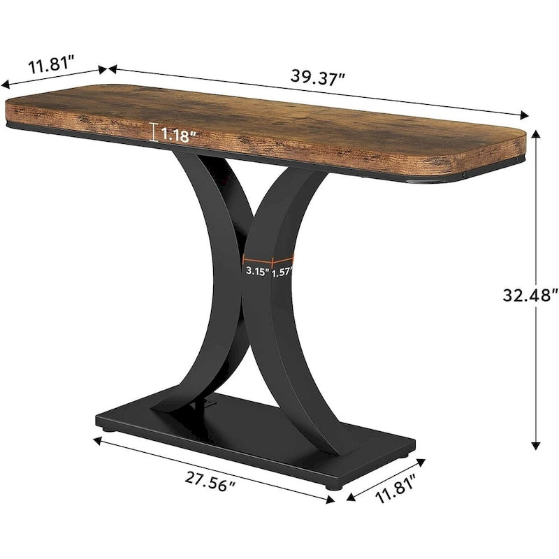 40 Inches Narrow Industrial Console Sofa Table for Entryway