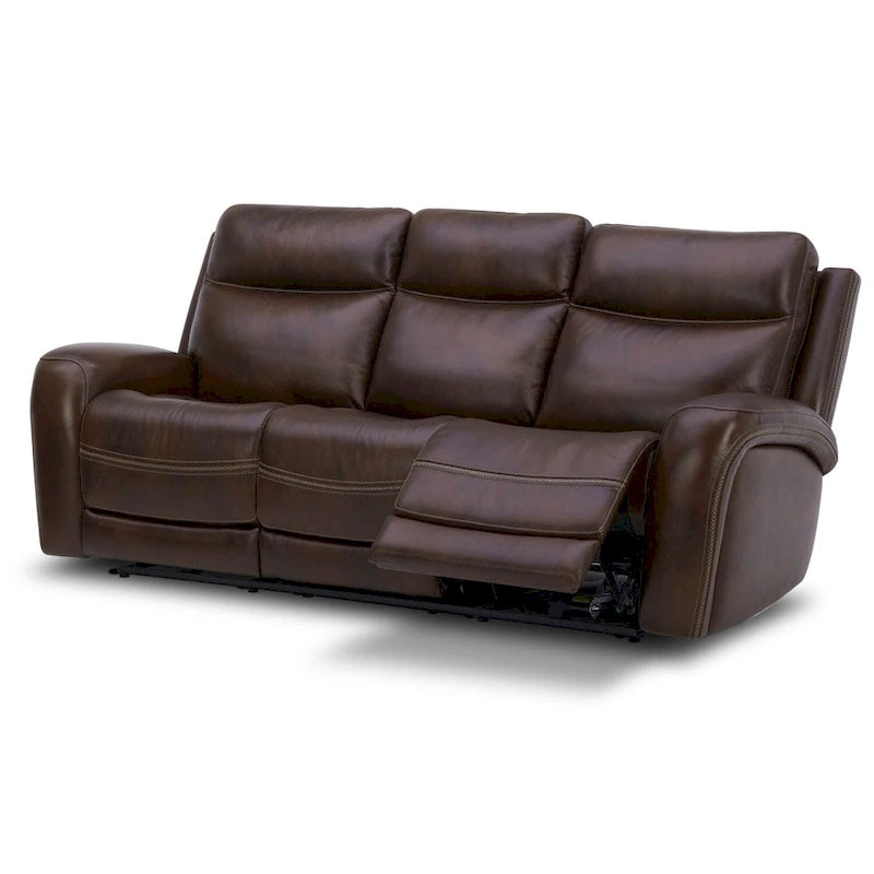 Blair Leather Dual Power Reclining Sofa - Cognac