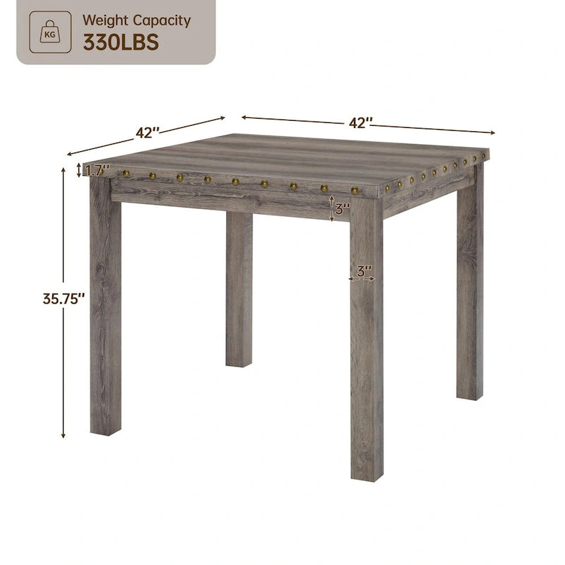 Morden Fort Farmhouse Style 3-piece Square Bar Table Set, 2 Upholstered Counter Stools with Bar Table Dining Set