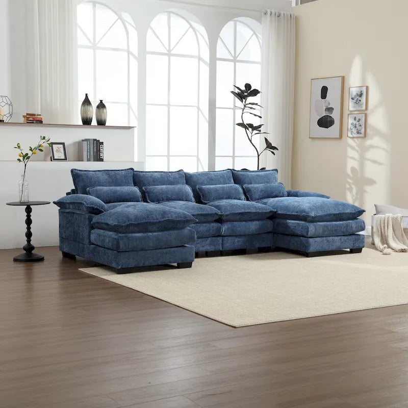 U-shaped reversible chenille comfortable fabric combination sofa