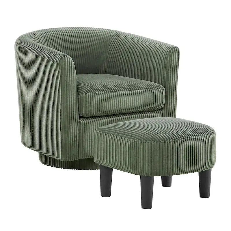 Green 26.38 Upholstered 360 Swivel Arm Chair with Ottoman