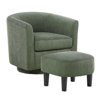 Green 26.38 Upholstered 360 Swivel Arm Chair with Ottoman
