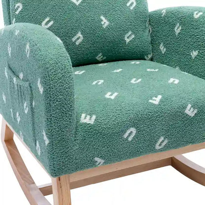 Green 26.8 Upholstered High Back Rocking Chair with Side Pocket