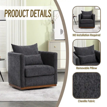 Swivel Barrel Chair, Comfy Round Accent Sofa Chair for Living Room, 360 Degree Swivel Barrel Club Chair