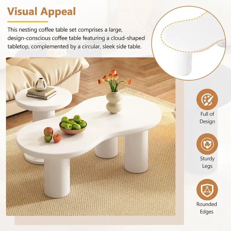 Cloud Coffee Table with Round Small Side Table