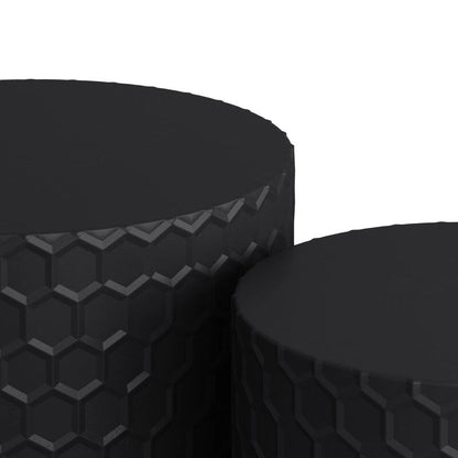 Stylish and Minimalist Nesting Coffee Table Set with Honeycomb Design, Modern Round Coffee Table, Drum Circle Coffee Table