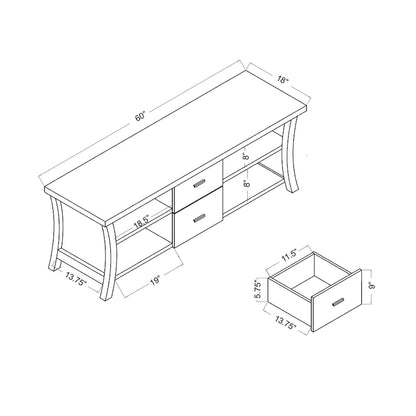 Lynarra Contemporary 2-Drawer TV Console with Open Shelving by Furniture of America