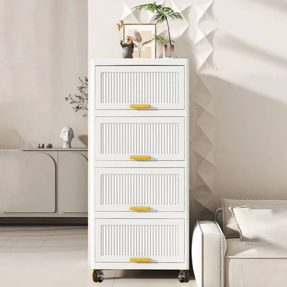 Kitchen Cabinet, Flip Open Storage Box With Wheels, Movable Storage Cabinet, Kitchen Shelf, Movable Storage Box-White