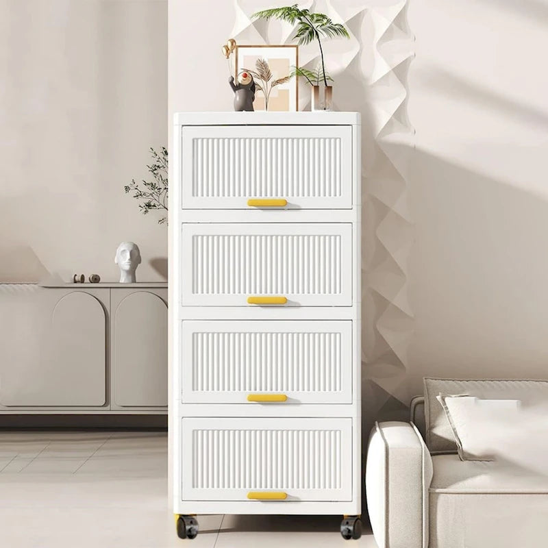 Kitchen Cabinet, Flip Open Storage Box With Wheels, Movable Storage Cabinet, Kitchen Shelf, Movable Storage Box-White