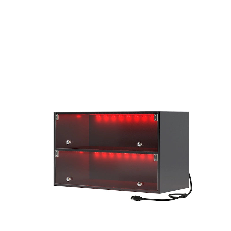 Glass Door Shoe Box Shoe Storage Cabinet For Sneakers With RGB Led Light