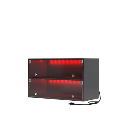 Glass Door Shoe Box Shoe Storage Cabinet For Sneakers With RGB Led Light