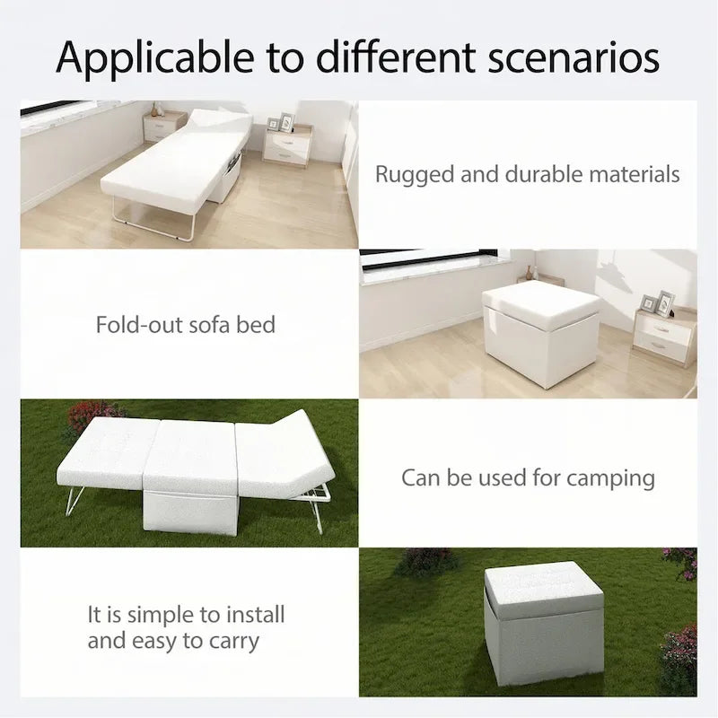 Convertible 4 in 1 Folding Ottoman Sleeper Bed