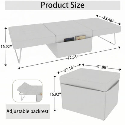 Convertible 4 in 1 Folding Ottoman Sleeper Bed