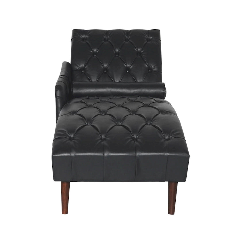 Christopher Knight Home - Isabella Indoor Chaise Lounge Armchair with Pillow and Solid Wood Legs