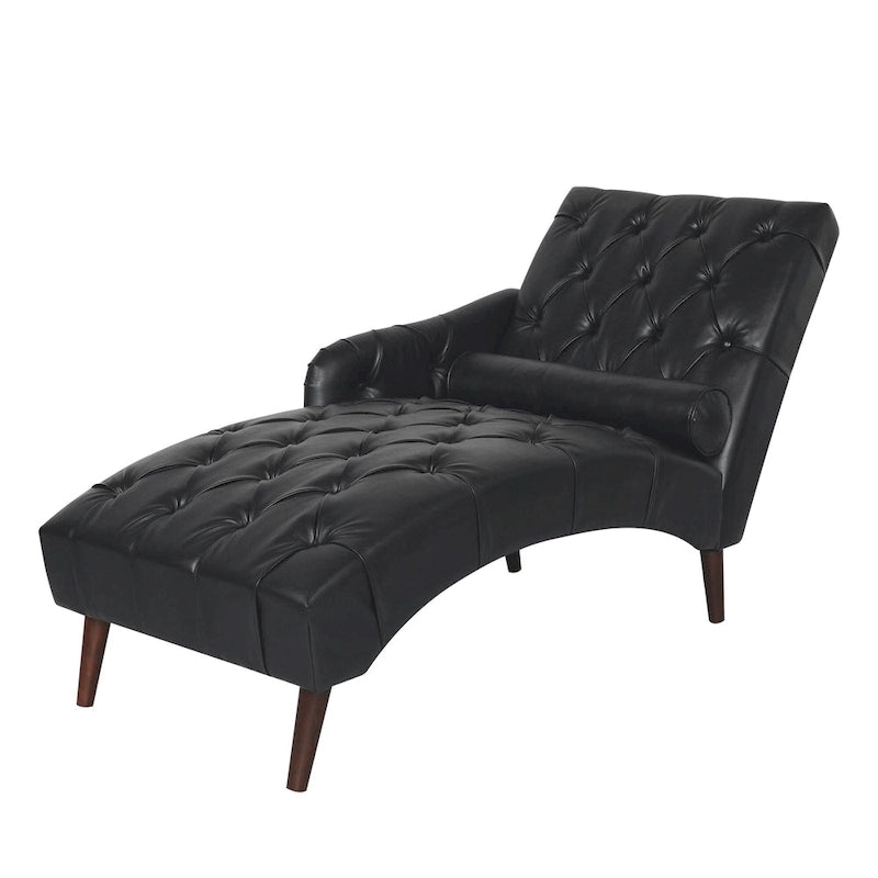 Christopher Knight Home - Isabella Indoor Chaise Lounge Armchair with Pillow and Solid Wood Legs