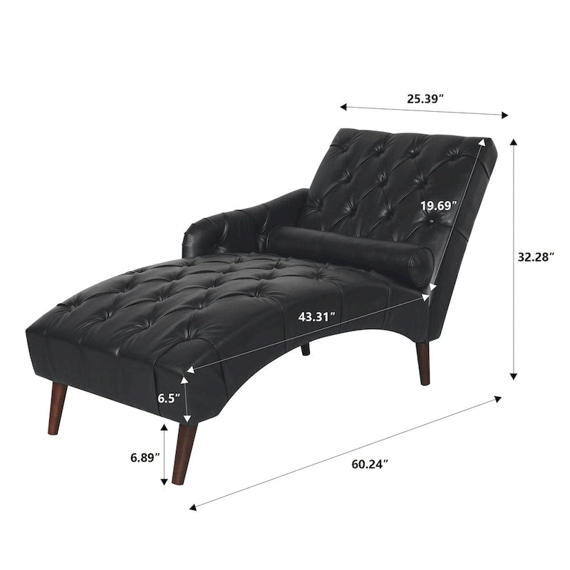 Christopher Knight Home - Isabella Indoor Chaise Lounge Armchair with Pillow and Solid Wood Legs