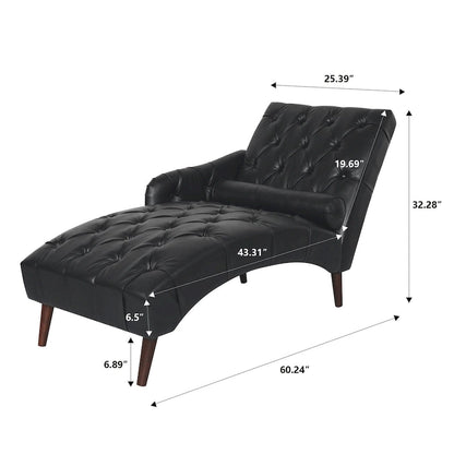Christopher Knight Home - Isabella Indoor Chaise Lounge Armchair with Pillow and Solid Wood Legs