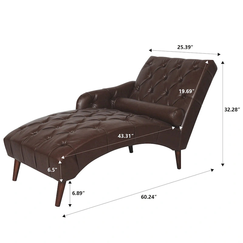 Christopher Knight Home - Isabella Indoor Chaise Lounge Armchair with Pillow and Solid Wood Legs