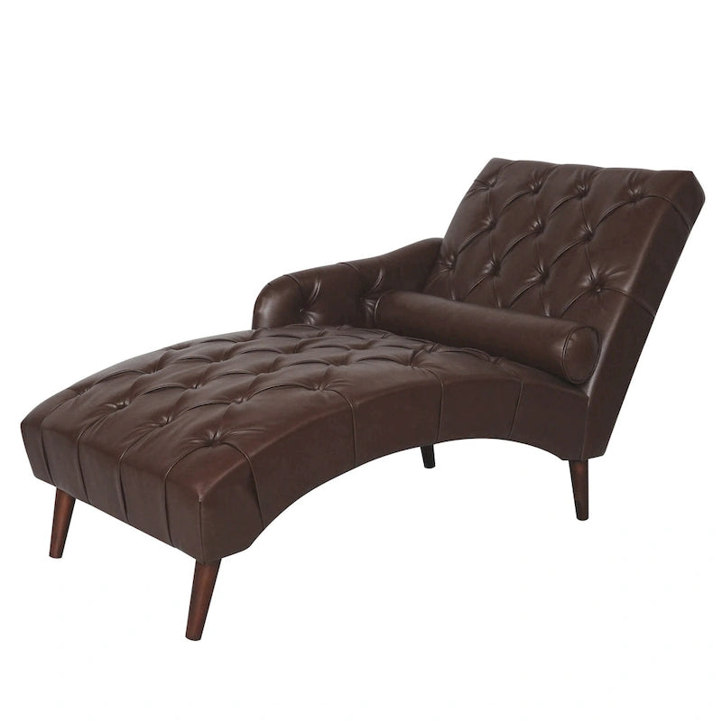 Christopher Knight Home - Isabella Indoor Chaise Lounge Armchair with Pillow and Solid Wood Legs