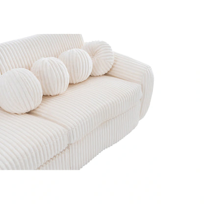 84.4 Corduroy 3-Seater Sofa with Solid Wood Frame, Comfortable Cushions