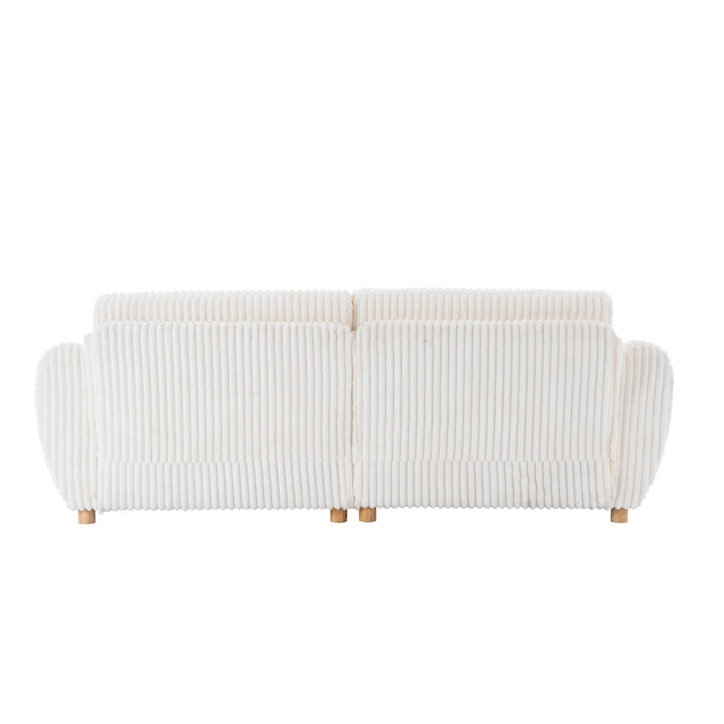 84.4 Corduroy 3-Seater Sofa with Solid Wood Frame, Comfortable Cushions