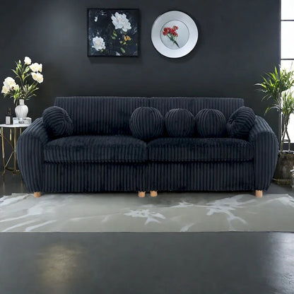 84.4 Corduroy 3-Seater Sofa with Solid Wood Frame, Comfortable Cushions