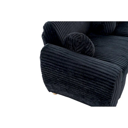 84.4 Corduroy 3-Seater Sofa with Solid Wood Frame, Comfortable Cushions