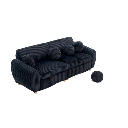 84.4 Corduroy 3-Seater Sofa with Solid Wood Frame, Comfortable Cushions