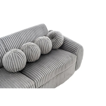 84.4 Corduroy 3-Seater Sofa with Solid Wood Frame, Comfortable Cushions
