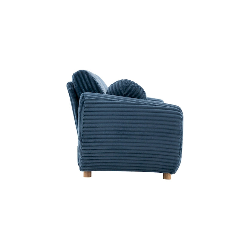 84.4 Corduroy 3-Seater Sofa with Solid Wood Frame, Comfortable Cushions