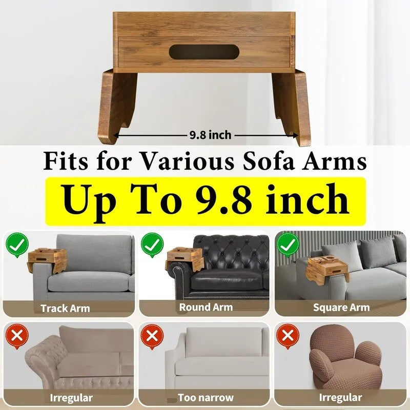 Couch Cup Holder Tray - 13.9L x 9.8W x 3H