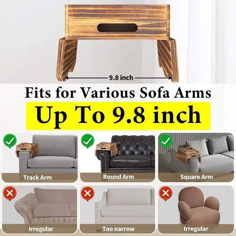 Couch Cup Holder Tray - 13.9L x 9.8W x 3H