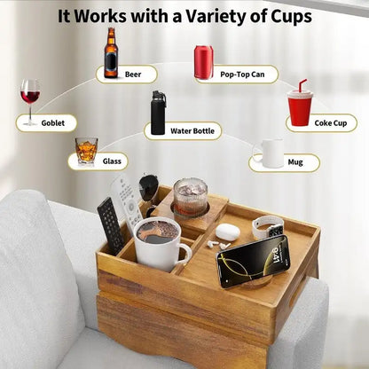 Couch Cup Holder Tray - 13.9L x 9.8W x 3H