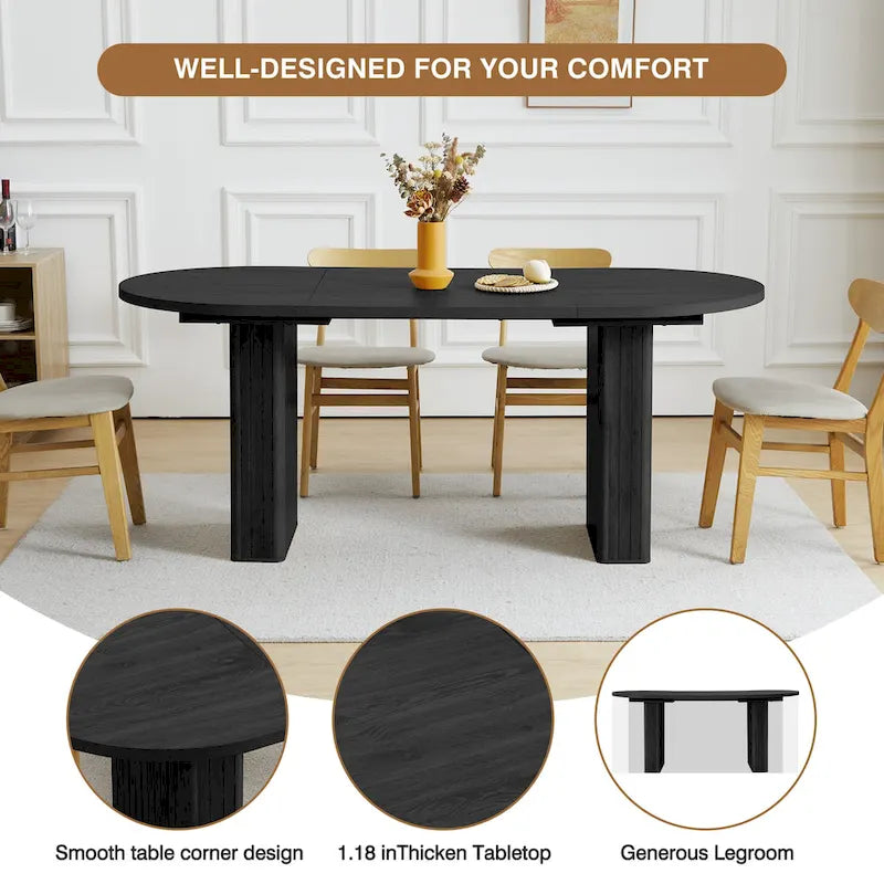 Oval Wood 70.86 in. Dining Table Seats 4-6