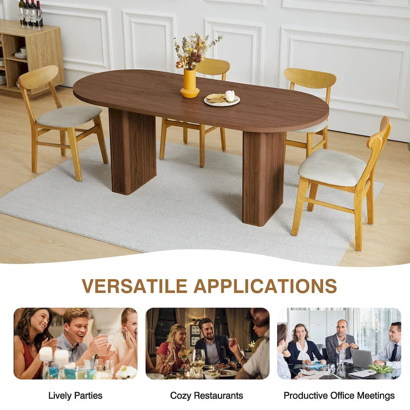 Oval Wood 70.86 in. Dining Table Seats 4-6