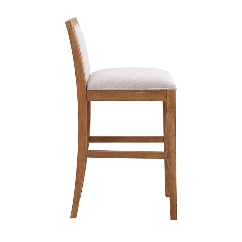 30.5 H Bar Stools Set of 2, Rubberwood Frame, Fabric Upholstered Bar Stools, Vintage Kitchen Island Stool Without Arms
