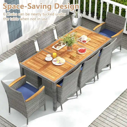 Costway 9 PCS Patio Dining Set for 8 Table and PE Rattan Chairs with