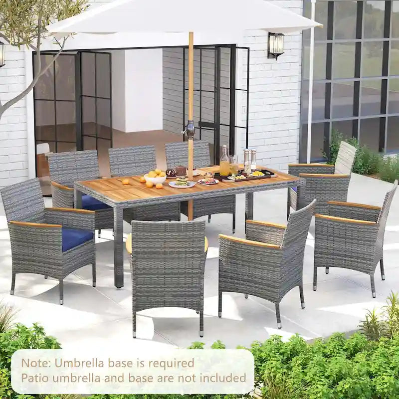 Costway 9 PCS Patio Dining Set for 8 Table and PE Rattan Chairs with