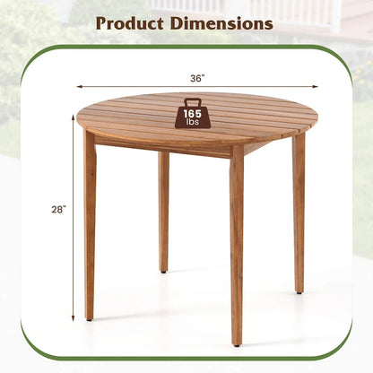 Costway Round Outdoor Dining Table for 4 People 36 inch Acacia Wood - See Details