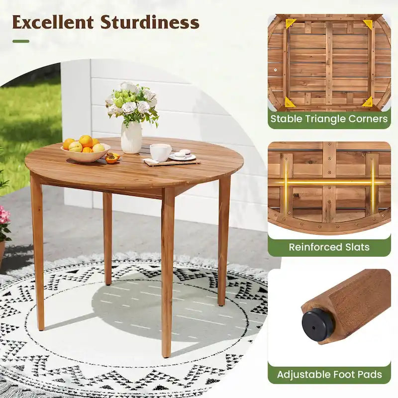 Costway Round Outdoor Dining Table for 4 People 36 inch Acacia Wood - See Details