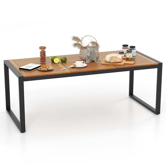 Costway 79 Acacia Wood 8-Person Patio Table with 1.9 Umbrella Hole, - See Details