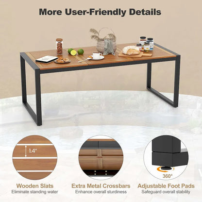 Costway 79 Acacia Wood 8-Person Patio Table with 1.9 Umbrella Hole, - See Details