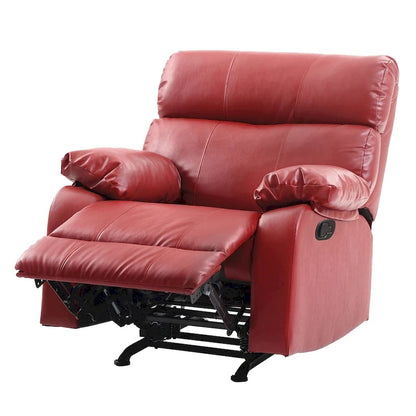 Faux Leather Upholstered Reclining Chair with Padded Arms - 39 - Red